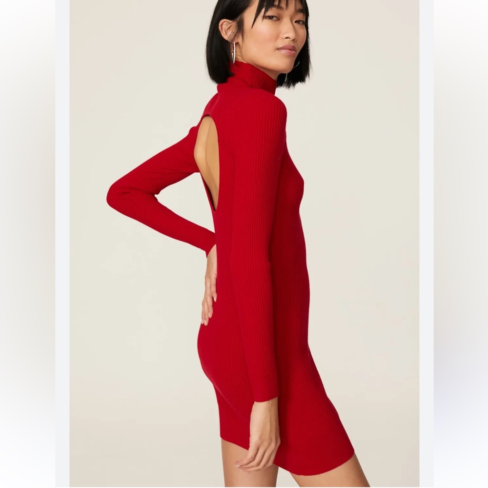 RAMY BROOK Elegant Red Turtleneck Dress